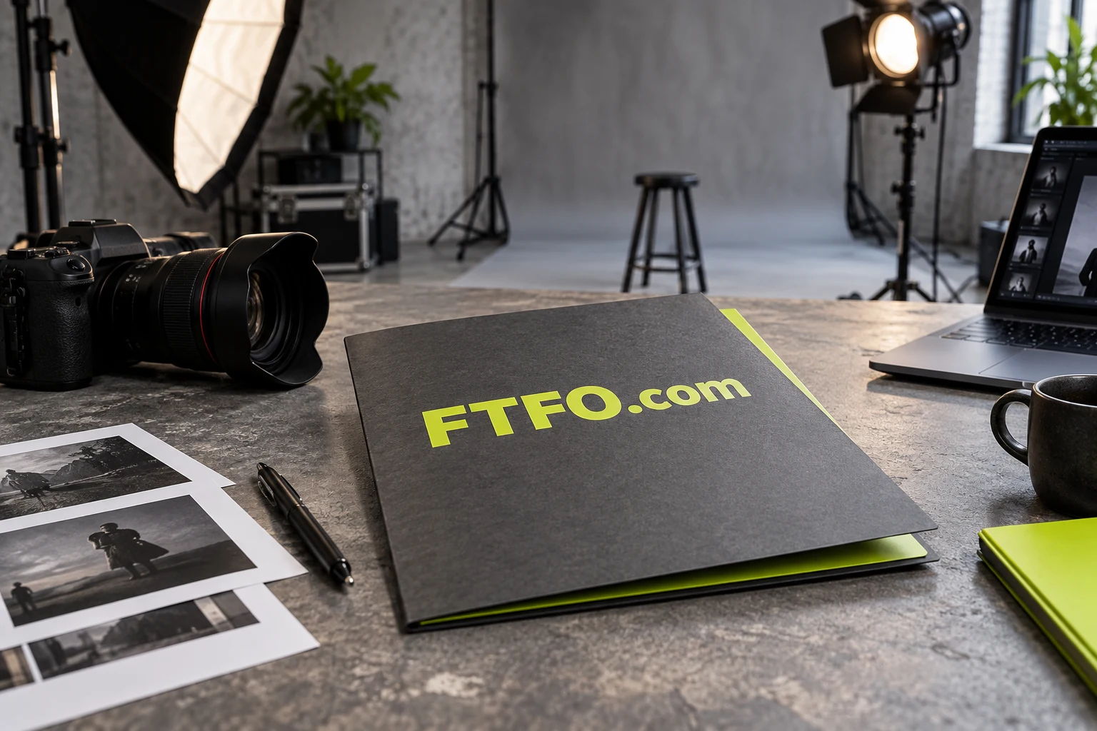 A camera production workspace carrying the FTFO.com identity